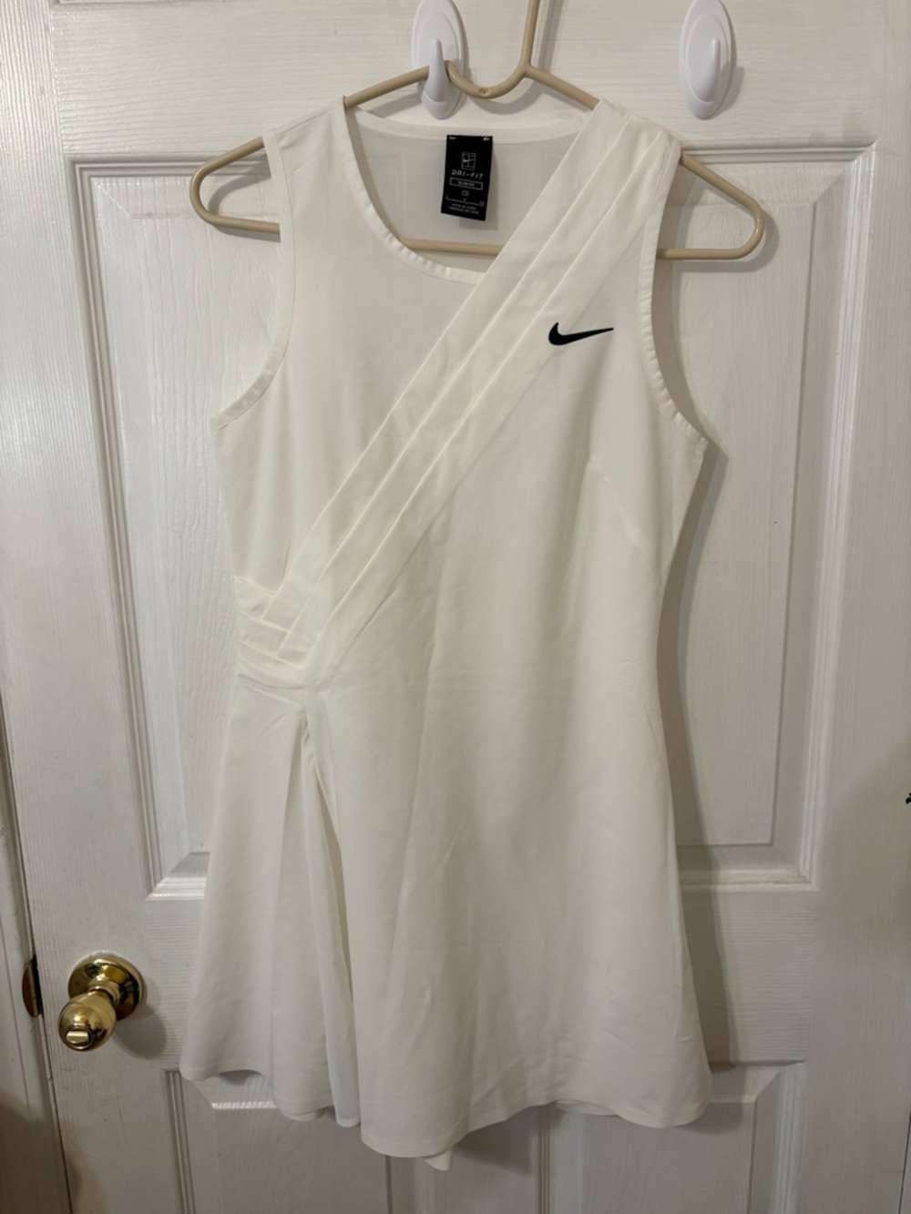 Nike White Sleeveless Pleated-Accent Mini Dress